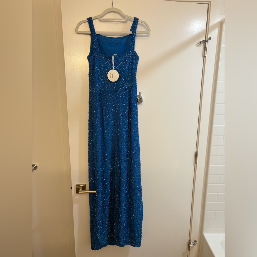 STAUD Vibrant Blue Beaded Dress